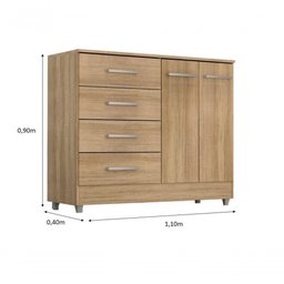 Comoda Gisele 4 Gavs 2 Portas Teka Madrid Teka Madrid - 2 Comoda Gisele 4 Gavs 2 Portas Teka Madrid Teka Madrid - 2