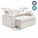 Ver imagem 7 de Sofá Boni 2 Lugares Retrátil Reclinável 190cm Bege Veludo Estrutura Madeira Loja Sheep