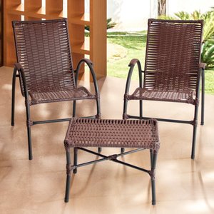 Conjunto de Mesa de Centro e 2 Cadeiras Ônix para Área Externa