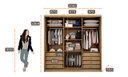 Ver imagem 5 de Guarda Roupa Casal 3 Portas 8 Gavetas - Arezzo Plus-Cumaru/Fendi - Móveis Novo Horizonte
