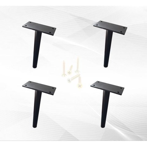 Kit 4 Pés de Metal 18cm Preto Multiuso para Armário Mesas de Cabeceiras e Camas