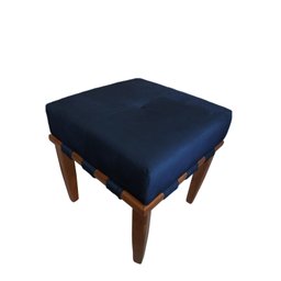 Banqueta Puff Quadrado Azul Marinho Pé Palito - 1
