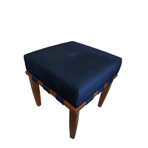 Banqueta Puff Quadrado Azul Marinho Pé Palito