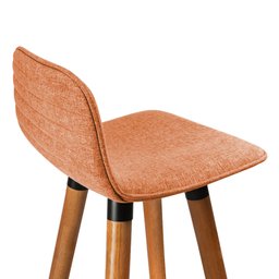 Banqueta Alta Luxo Linea Aço Preto Linho Terracota Base Carvalho - 4