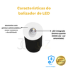 Kit 7 Mini Balizador Led Redondo 2w Embutir/ Parede/ Escada - Branco - Preto - 4