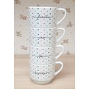 Ver imagem 2 de Kit Jogo 4 Xicaras Café Chá Hotel 200ml Empilháveis - Poá Colorido Frases