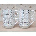 Ver imagem 1 de Kit Jogo 4 Xicaras Café Chá Hotel 200ml Empilháveis - Poá Colorido Frases