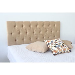 Cabeceira Premium de Casal com Botões 1.40x60cm Areia