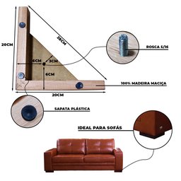 Kit 4 Pés de Madeira em L para Sofá 20cm - Mozzelar - 2