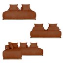 Ver imagem 6 de Sofá Modulado com Almofadas Soltas Pés Madeira Maciça 440cm Homer Bouclê Terracota G63 - Gran Belo
