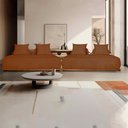 Ver imagem 2 de Sofá Modulado com Almofadas Soltas Pés Madeira Maciça 440cm Homer Bouclê Terracota G63 - Gran Belo