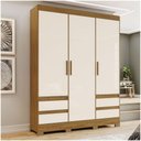 Ver imagem 1 de Guarda Roupa Casal 03 Portas 04 Gavetas B55 Briz Nature Com Off White