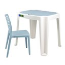 Ver imagem 1 de Conjunto Infantil de Mesa e Cadeira Tramontina Beni Azul em Polipropileno com Quadro de Atividades