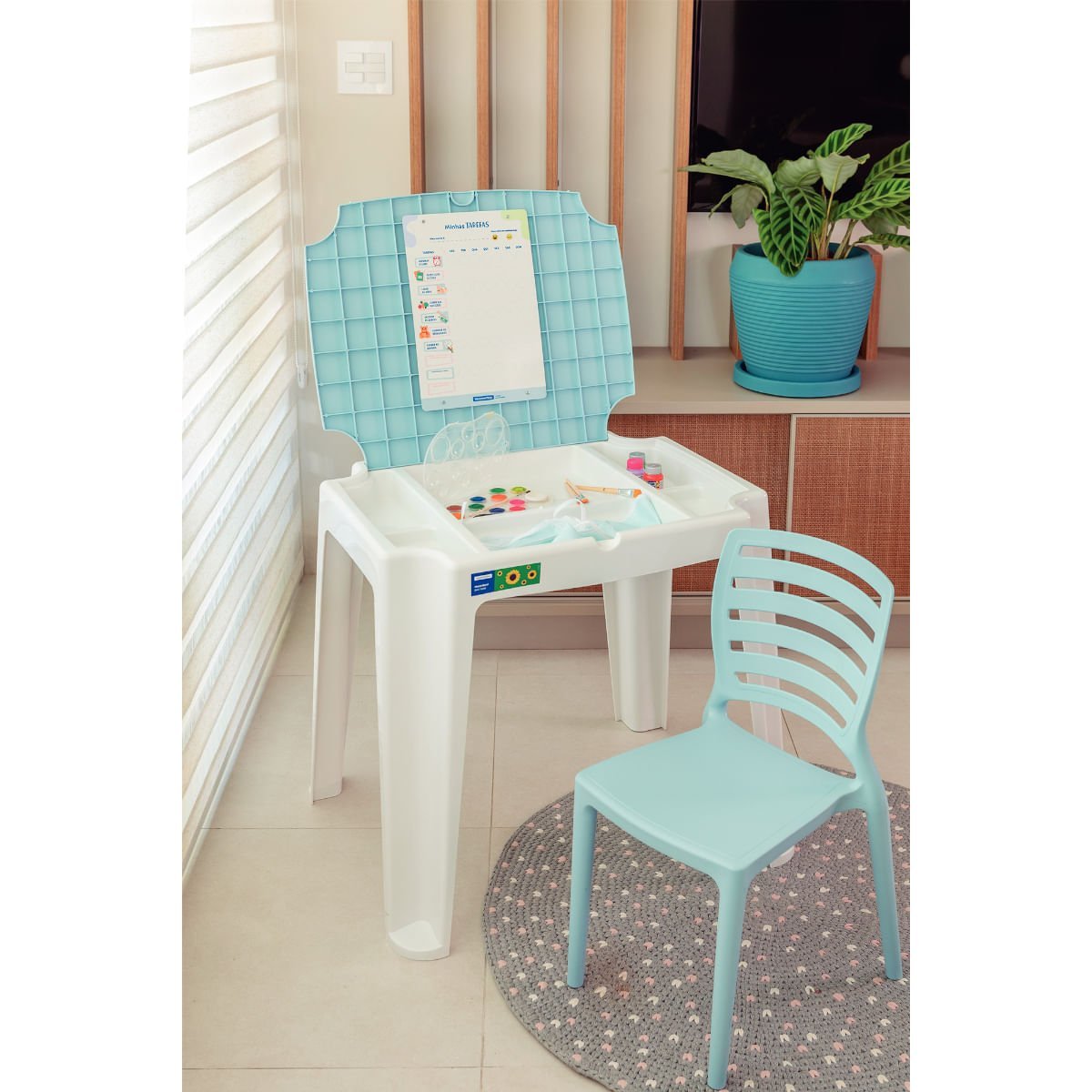 Conjunto Infantil de Mesa e Cadeira Tramontina Beni Azul em ...