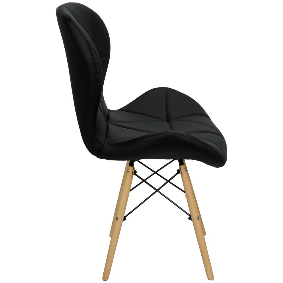 Kit 4 Cadeiras Charles Eames Eiffel Slim Wood Estofada - Preta