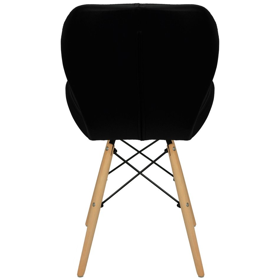 Kit 4 Cadeiras Charles Eames Eiffel Slim Wood Estofada - Preta