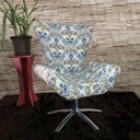 Ver imagem 2 de Kit Duas Poltronas Giratória Elegance Jacquard:arabescos Azul