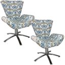 Ver imagem 1 de Kit Duas Poltronas Giratória Elegance Jacquard:arabescos Azul