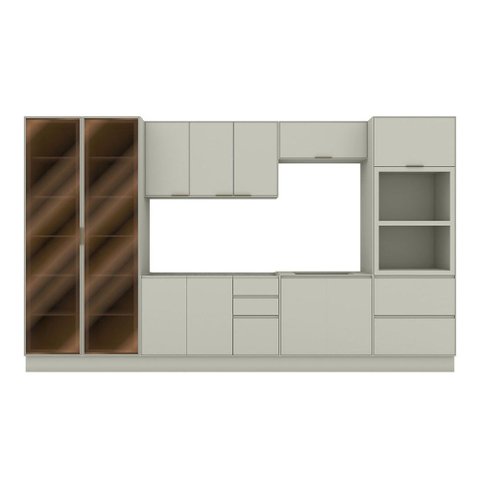 Cozinha Completa Fineze 12 Portas 4 Gavetas com Vidro 100% MDF CEC263 Areia Hp - Henn