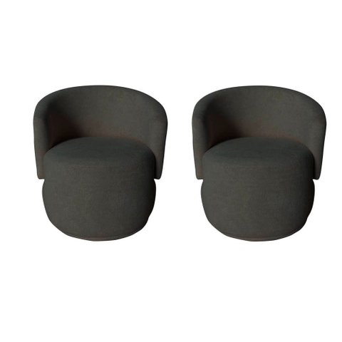 Kit 2 Poltronas Decorativa Beatriz Orgânica Couro Marrom