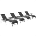 Ver imagem 1 de 4 Espreguiçadeira Catar e 4 Mesa Garden Alumínio e Fibra Trama Moveis
