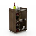 Ver imagem 2 de Carrinho Adega Bar para 6 Garrafas com Rodizios Castanho