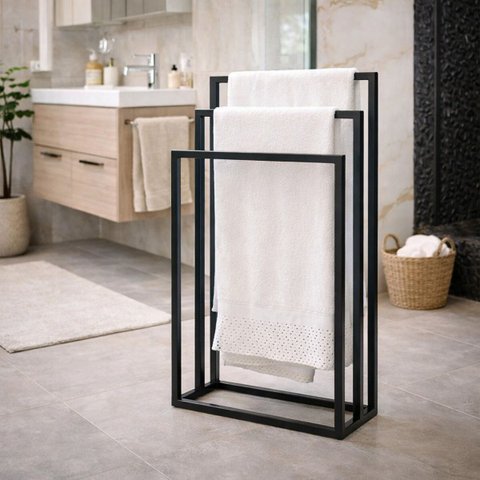 Suporte Porta Toalha Triplo de Chão para Banheiro Lavabo - Édecasamóveis