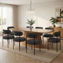 Ver imagem 1 de Mesa Jantar Vidro 200cm Kit 8 Cadeiras Aço Preto Boucle H02 - D'Rossi