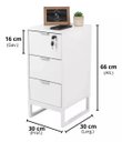 Ver imagem 2 de Mesa de Cabeceira com Tranca e 3 Gavetas Branca 30cm Luxo