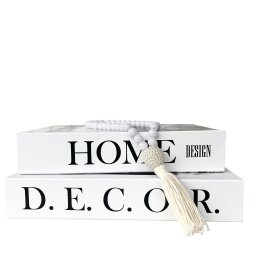 Decoração 2 livros + enfeite colar de mesa japamala branco - 1