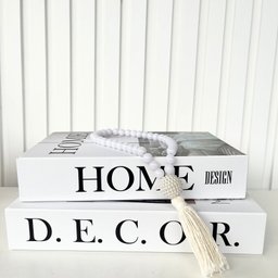 Decoração 2 livros + enfeite colar de mesa japamala branco - 4