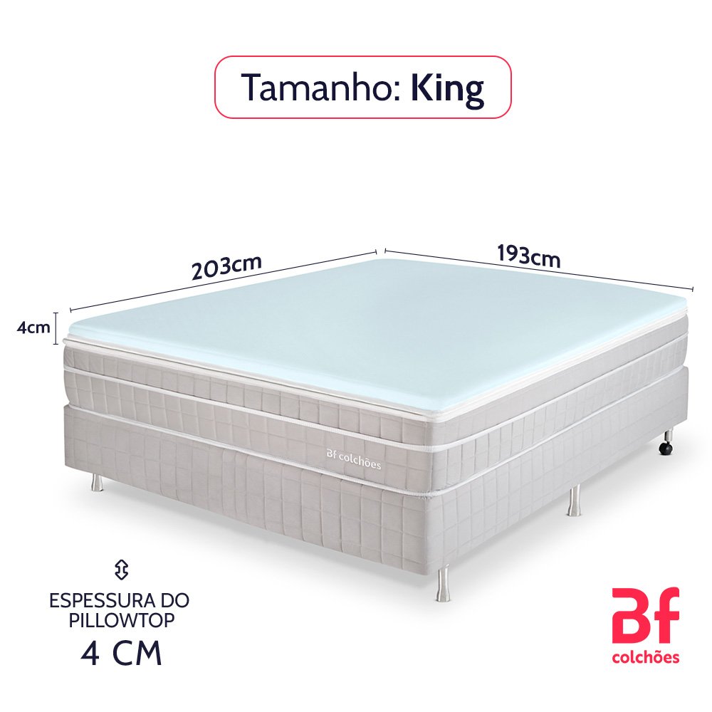 Pillow Top King de Espuma Viscoelástica Nasa Gel Sense com Capa Percal 193x203cm - Bf Colchões - 2