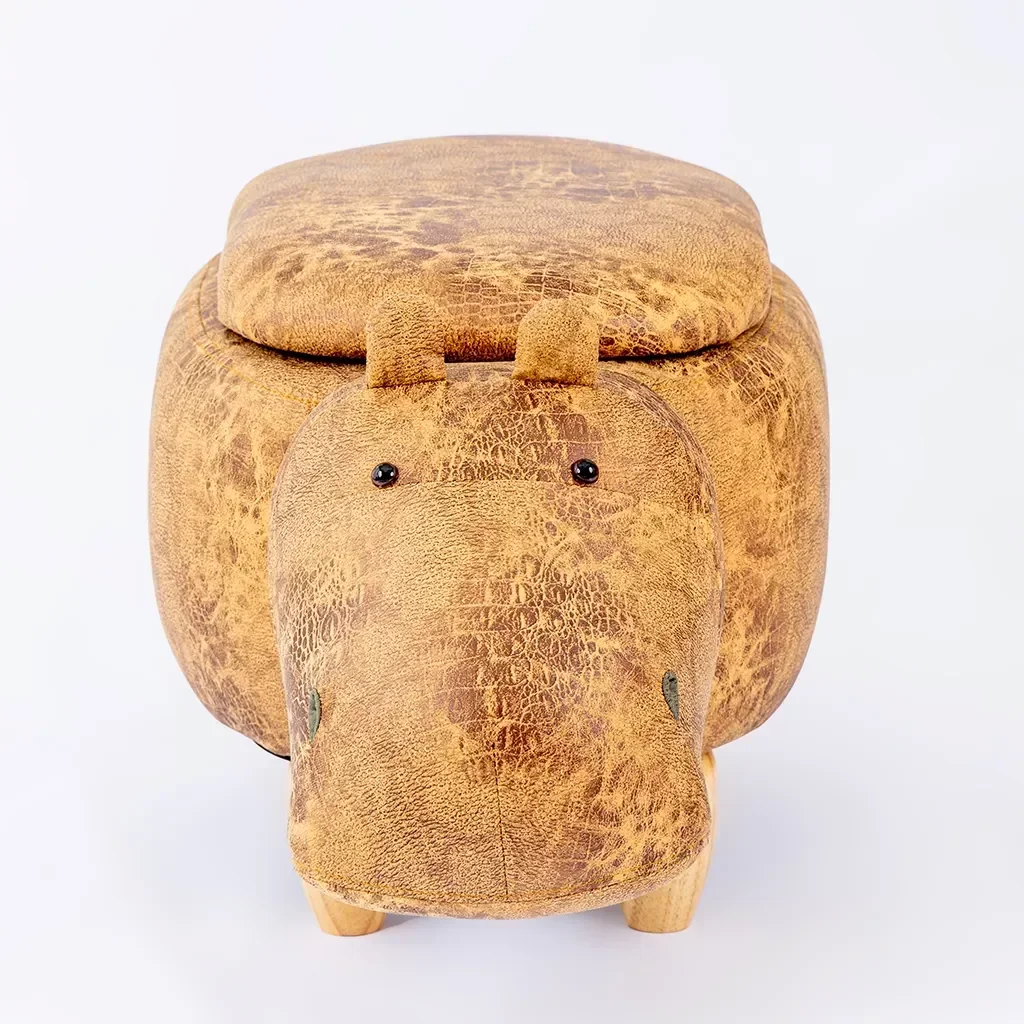 Ver imagem 5 de Puff Infantil Hipopótamo Couro Sintético e Madeira com Baú L63xa38xc32:com