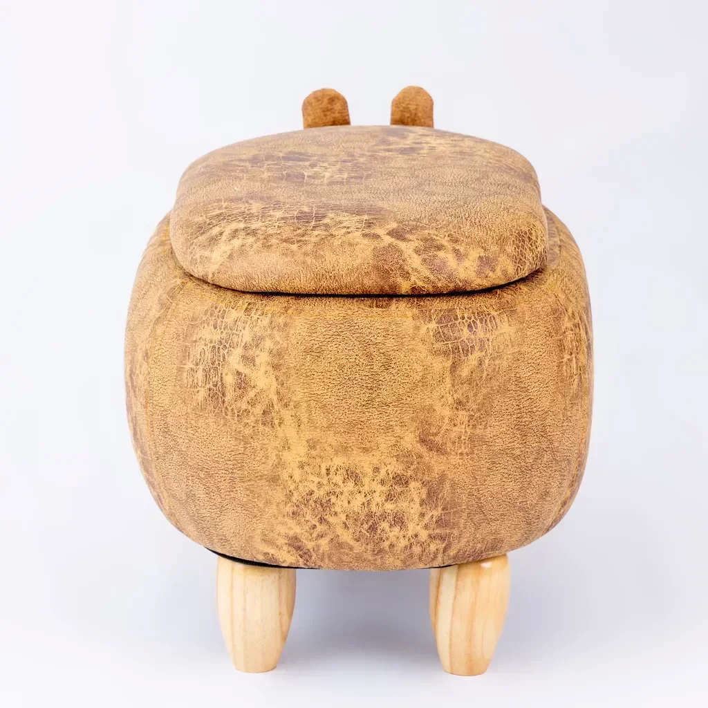 Ver imagem 7 de Puff Infantil Hipopótamo Couro Sintético e Madeira com Baú L63xa38xc32:com