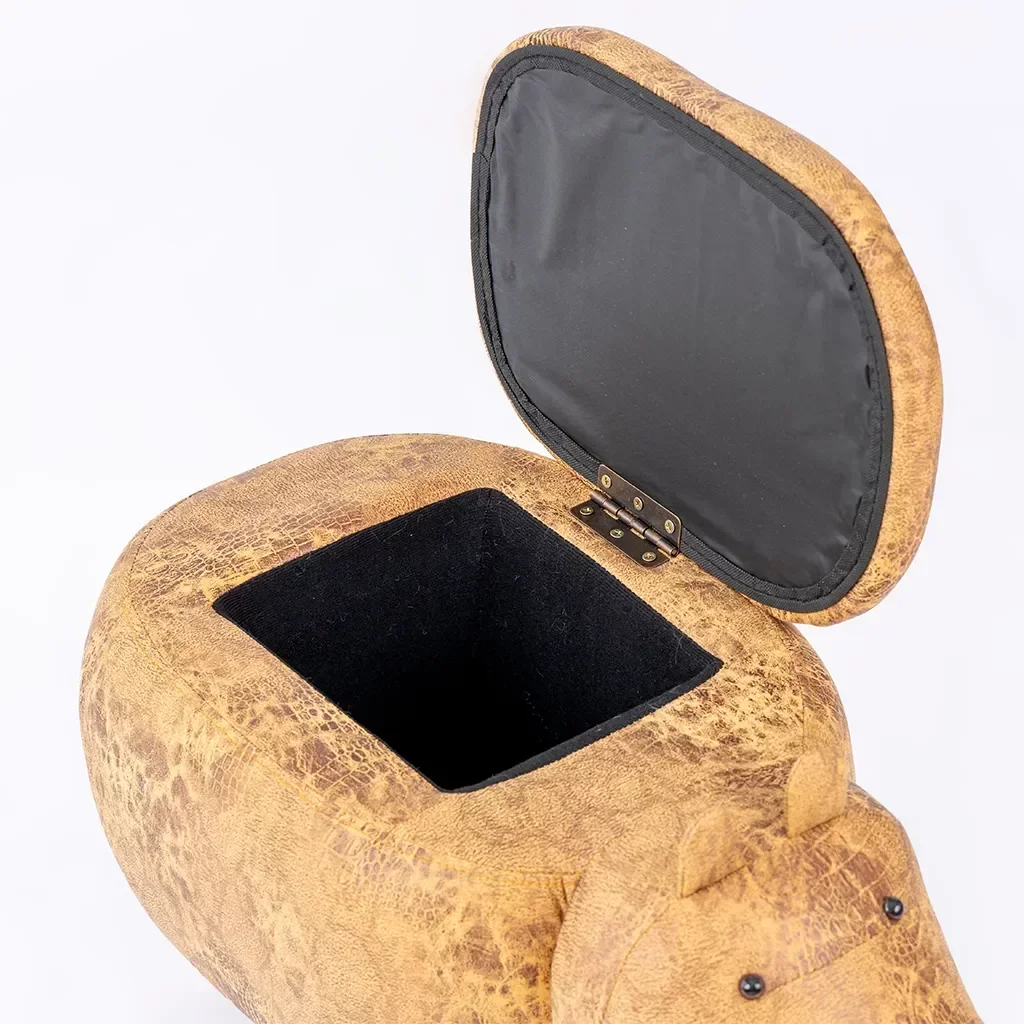 Ver imagem 3 de Puff Infantil Hipopótamo Couro Sintético e Madeira com Baú L63xa38xc32:com