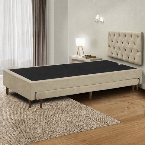 Base Cama Box Solteiro com Cama Auxiliar 0,96 m Laura Vilajo – Suede Bege