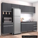 Ver imagem 2 de Cozinha Modulada 4 Peças Balcão sem Tampo 160cm Andréia Cinza - Ajl Móveis