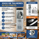 Ver imagem 3 de Jogo de Talheres 16 Peças Inox com Cabo Preto Faqueiro Completo com Estojo
