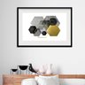 Quadro Horizontal Abstrato Preto Cinza Ouro - 60x48cm:madeira Preta - 1
