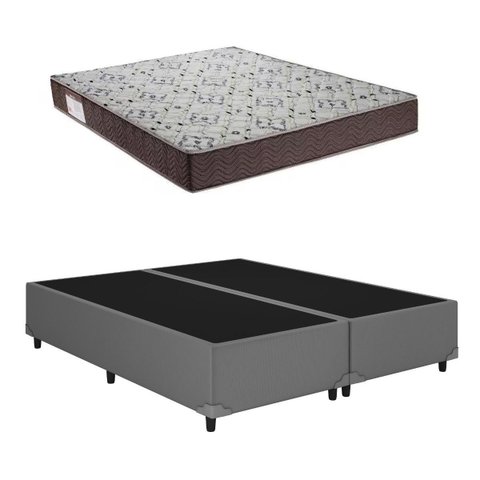 Cama Base Casal Bipartido Cinza Colchão Iso 150 D45 - Ortobom