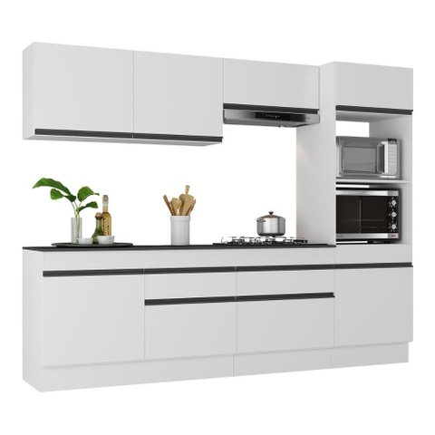 Armário de Cozinha Completa 5 Peças com Rodapé Mp2180 Made Multimóveis Branco/preto