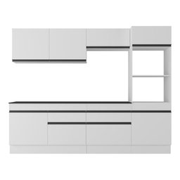 Armário de Cozinha Completa 5 Peças com Rodapé Mp2180 Made Multimóveis Branco/preto - 5