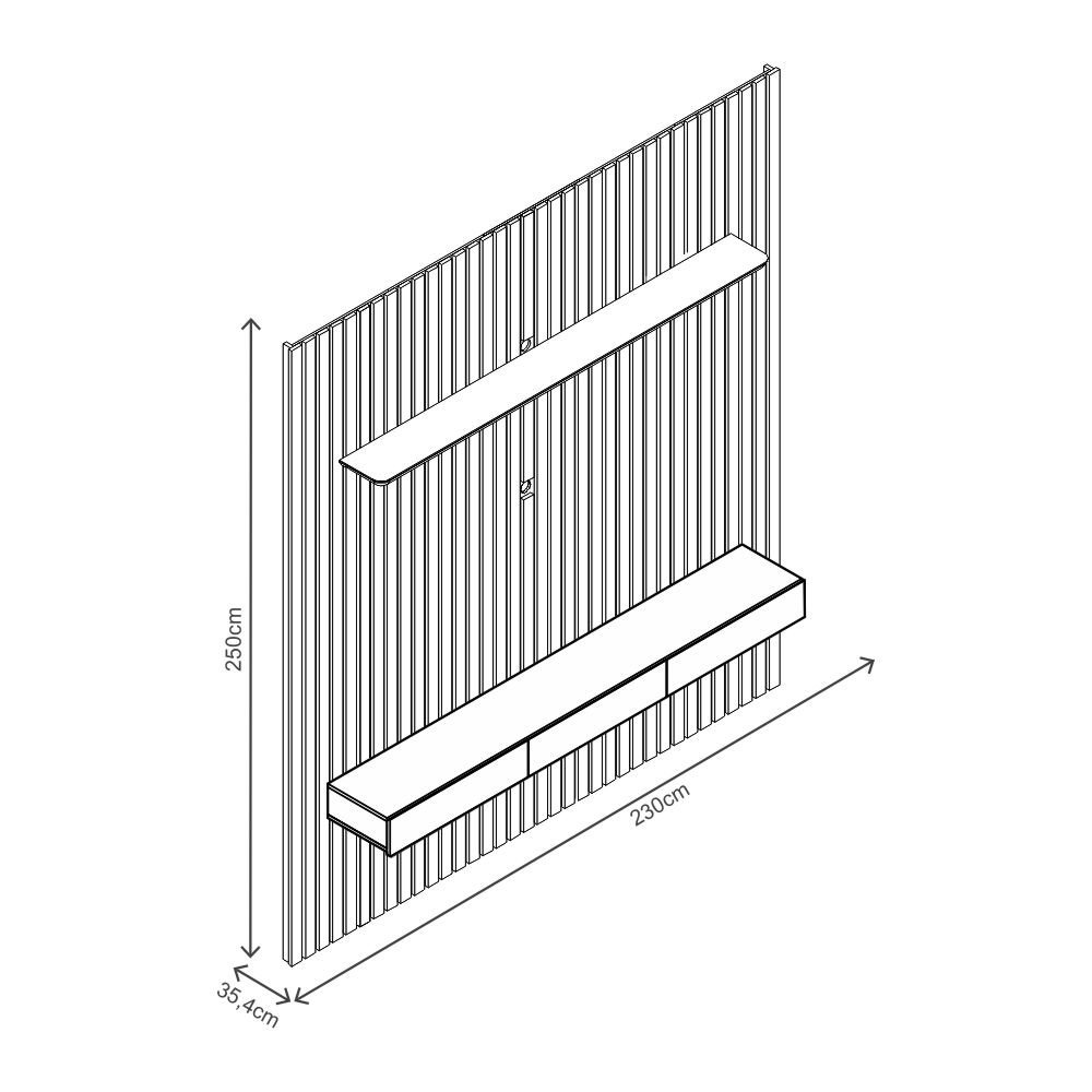 Home Theater 2,30m para TVs Até 85 Polegadas Com Led - Nobre Ripado - Naturale GELIUS - 3