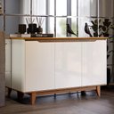 Ver imagem 3 de Aparador Buffet Sala Flow com 3 Portas Pés Madeira Maciça Off White/ Freijo - Ej Moveis