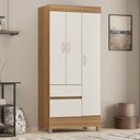 Ver imagem 1 de Guarda Roupa Solteiro 3 Portas e 2 Gavetas Castro - Amêndola Touch/off White