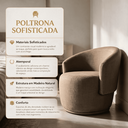 Ver imagem 5 de Poltrona Giratória Orgânica Decorativa Capri Linho Suave Redonda Leitura Sala Quarto Recepção Hall:m