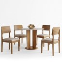 Ver imagem 2 de Mesa de Jantar Ana 135cm Redonda VIDRO18MM Cinamomo Off White com Kit 4 Cadeiras Ana Veludo Bege - V