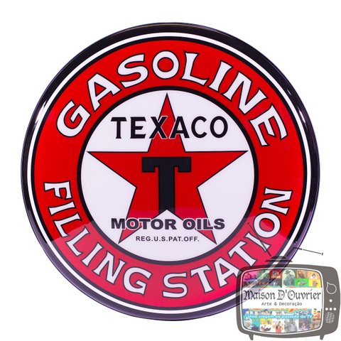 Luminoso de Parede Texaco Motor Posto Retrô Vintage para Bar, Garagem, Churrasqueira, Espaço Gourmet