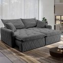 Ver imagem 1 de Sofá sem Caixa Retrátil 1,80m Softgel Sublime Boucle Cinza Escuro Cama Inbox