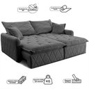 Ver imagem 3 de Sofá sem Caixa Retrátil 1,80m Softgel Sublime Boucle Cinza Escuro Cama Inbox